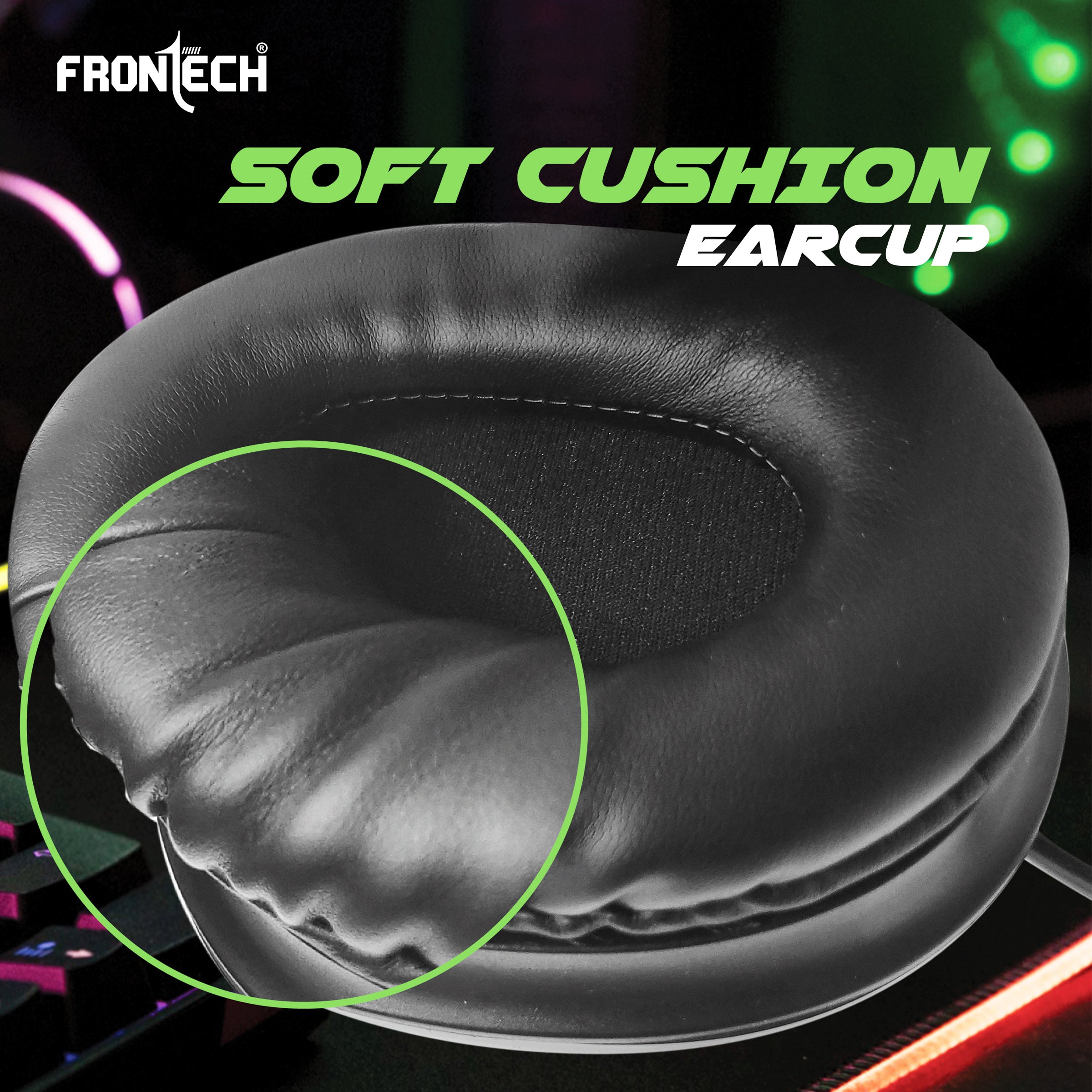 Frontech Gaming Headset with RGB Lights | 50mm Driver | Noise-Cancelling Mic | Volume Control | 3.5mm + USB for RGB | Soft Cushions (HF-0015) Frontech Gaming Headset with RGB Lights | 50mm Driver | Noise-Cancelling Mic | Volume Control | 3.5mm + USB for RGB | Soft Cushions (HF-0015)